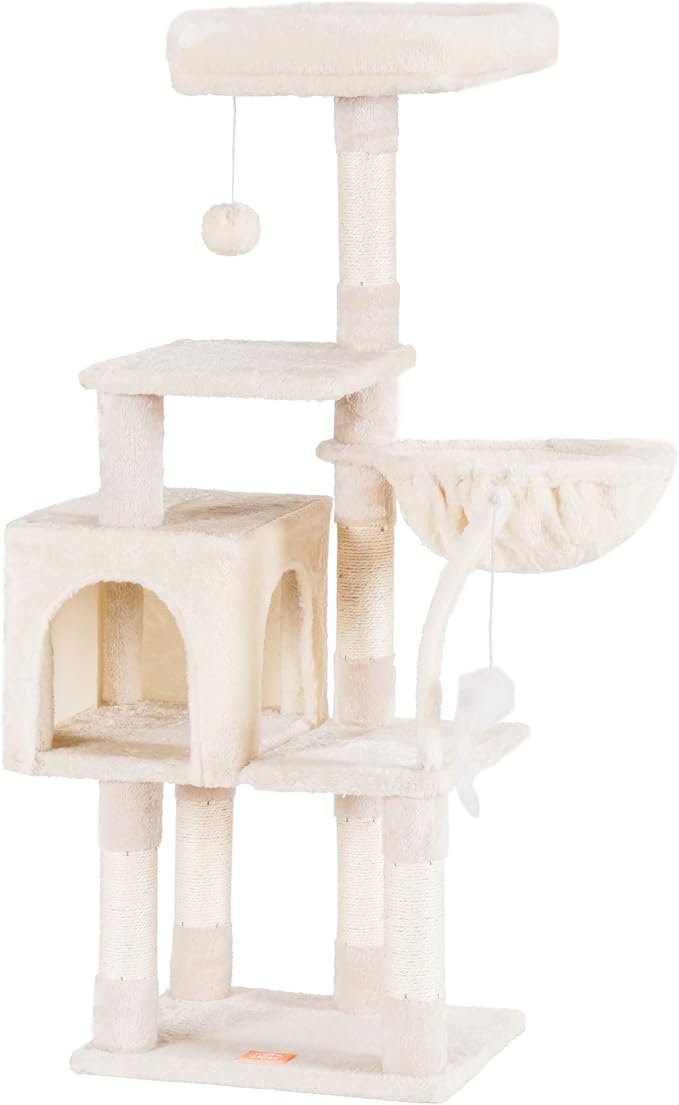 Complete Scratching Tree: Platforms, Basket, Scratching Posts, and Toys for a Happy Cat