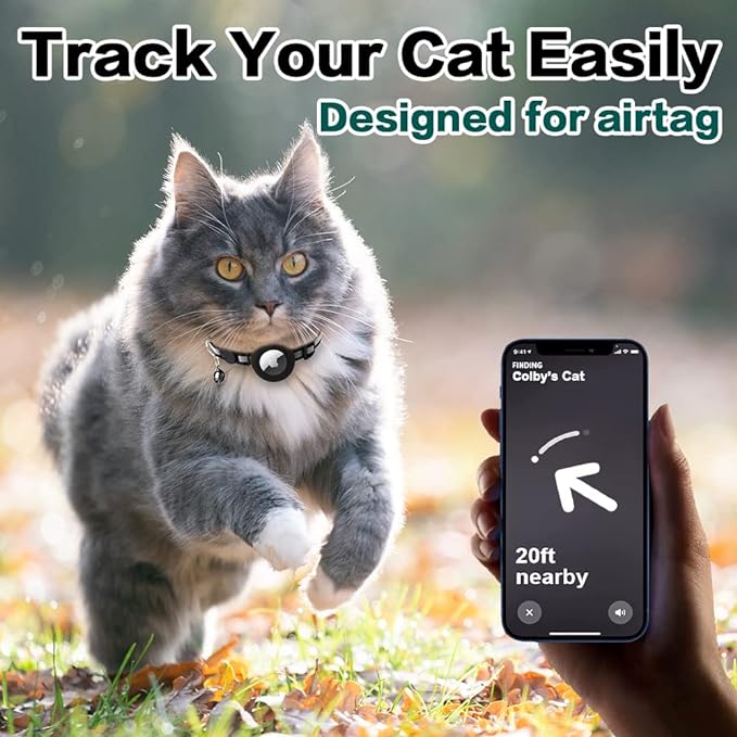 Reflective Collar with AirTag Holder: Keep Track of Your Cat Anytime