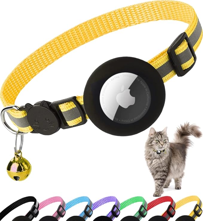 Reflective Cat Collar with AirTag Holder: Track & Protect Your Feline Friend!