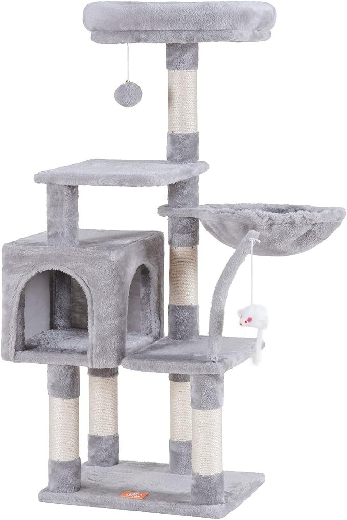 Complete Scratching Tree: Platforms, Basket, Scratching Posts, and Toys for a Happy Cat