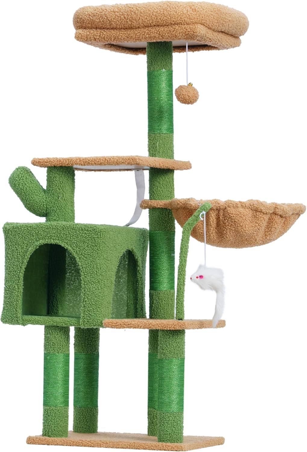 Complete Scratching Tree: Platforms, Basket, Scratching Posts, and Toys for a Happy Cat