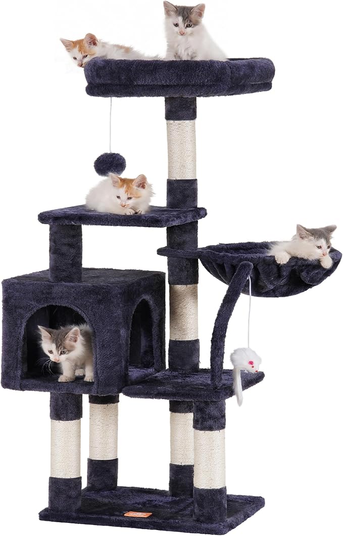 Complete Scratching Tree: Platforms, Basket, Scratching Posts, and Toys for a Happy Cat
