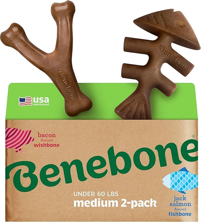 4-Pack Benebones with Real Flavors: Bacon, Fish, and Wood