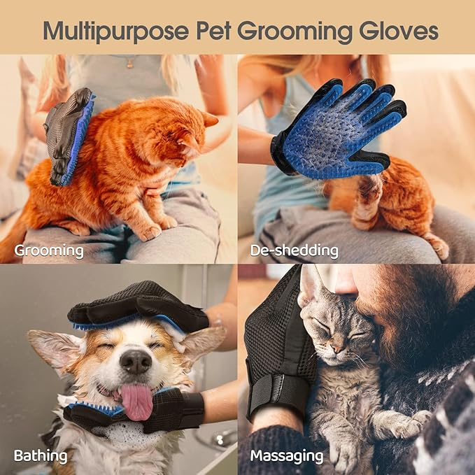 Delomo Grooming Gloves: Relaxing Massage and Effective Loose Hair Removal