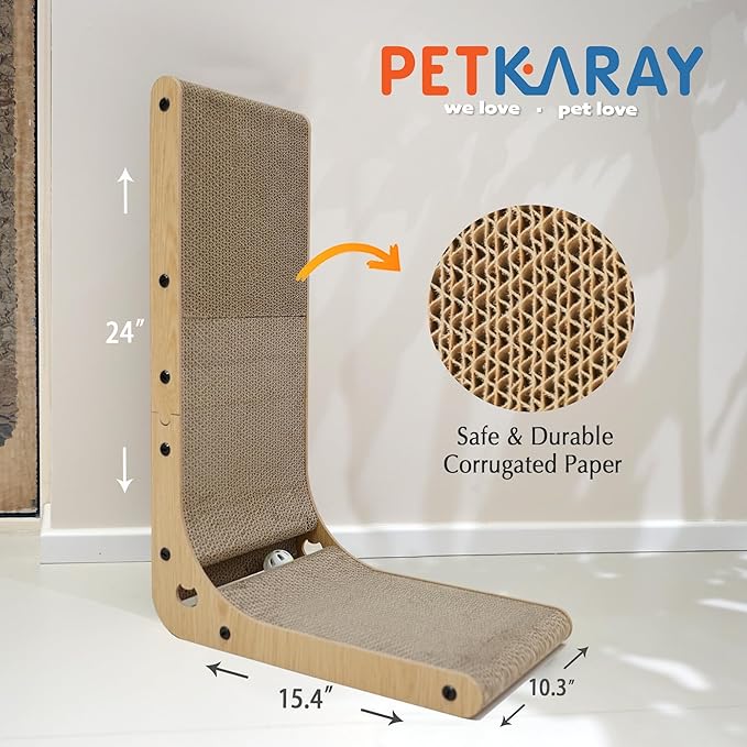 L-Shaped Cardboard Cat Scratcher: Versatile Fun & Furniture Protection!