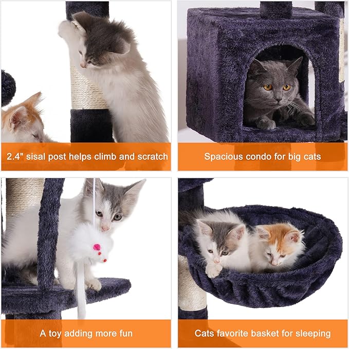Complete Scratching Tree: Platforms, Basket, Scratching Posts, and Toys for a Happy Cat