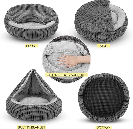 Siwa Marry 2-in-1 Hooded Pet Bed: Peaceful Rest & Cozy Comfort!