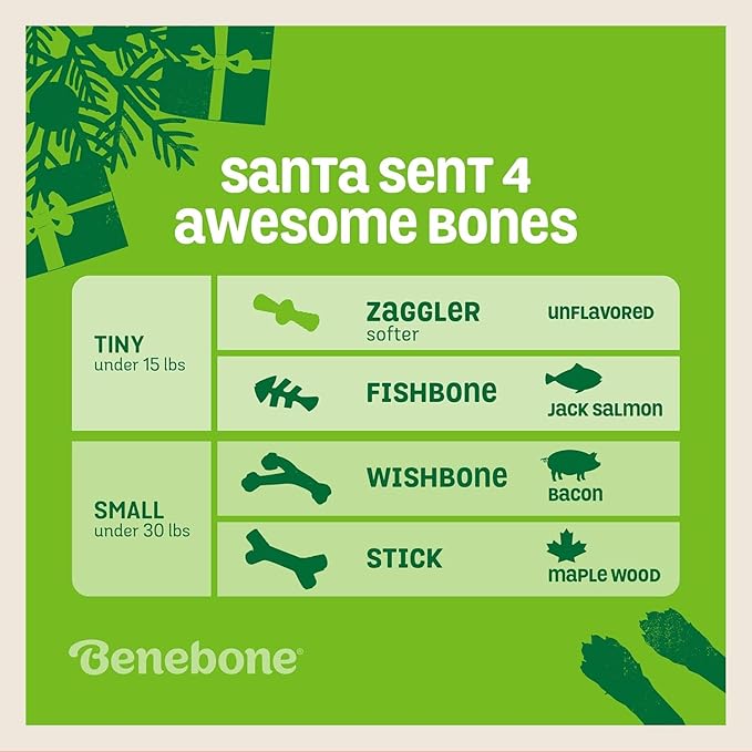 4-Pack Benebones with Real Flavors: Bacon, Fish, and Wood