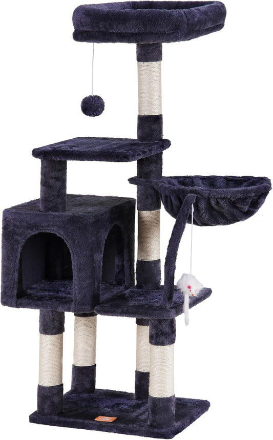 Complete Scratching Tree: Platforms, Basket, Scratching Posts, and Toys for a Happy Cat
