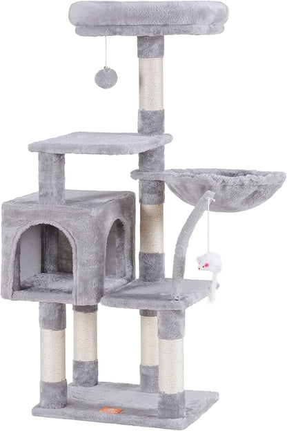 Complete Scratching Tree: Platforms, Basket, Scratching Posts, and Toys for a Happy Cat