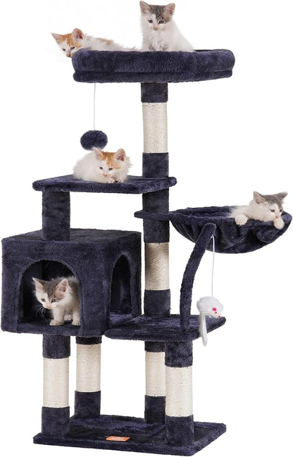Complete Scratching Tree: Platforms, Basket, Scratching Posts, and Toys for a Happy Cat