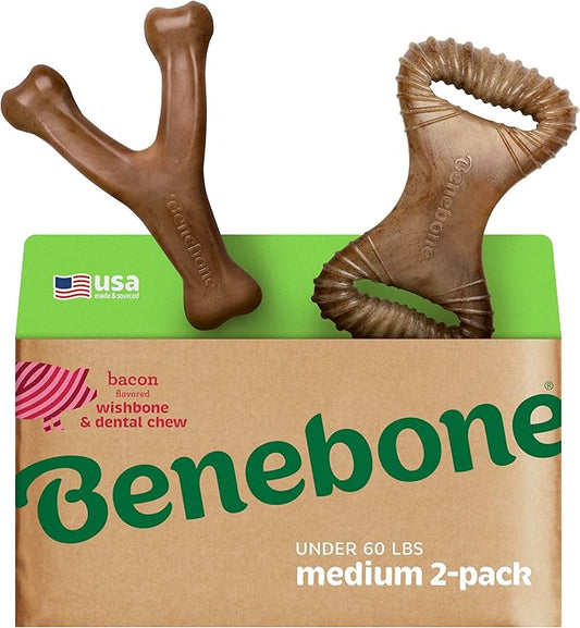 4-Pack Benebones with Real Flavors: Bacon, Fish, and Wood