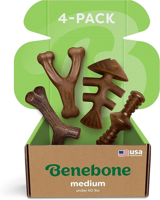 4-Pack Benebones with Real Flavors: Bacon, Fish, and Wood