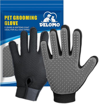 Delomo Grooming Gloves: Relaxing Massage & Effective De-Shedding!