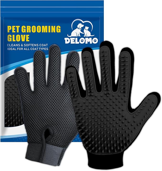 Delomo Grooming Gloves: Relaxing Massage & Effective De-Shedding!