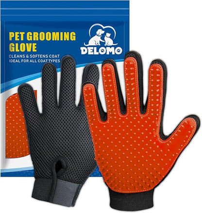 Delomo Grooming Gloves: Relaxing Massage & Effective De-Shedding!